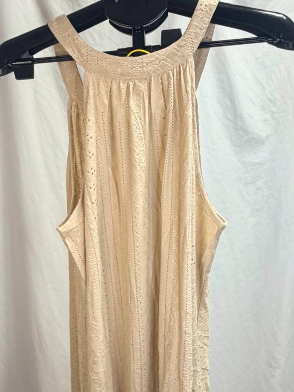 ZDMVA Plus Size Halter Swim Cover Up Dress Sand Beige Eyelet Lace XXL